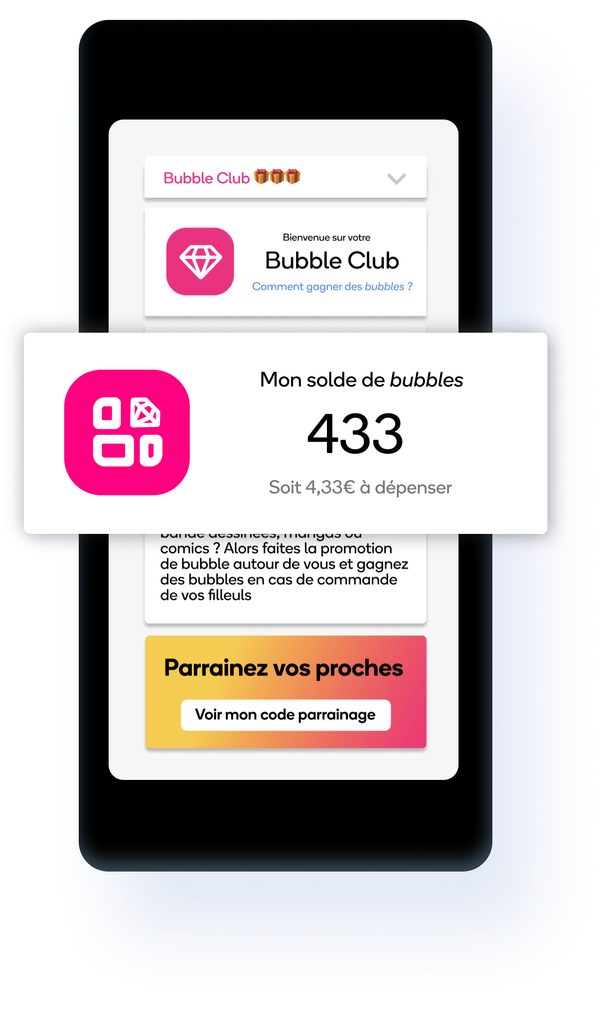Ecran d'avis pour le programme de fidélité